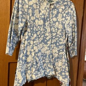 Floral Blue and White Cardigan